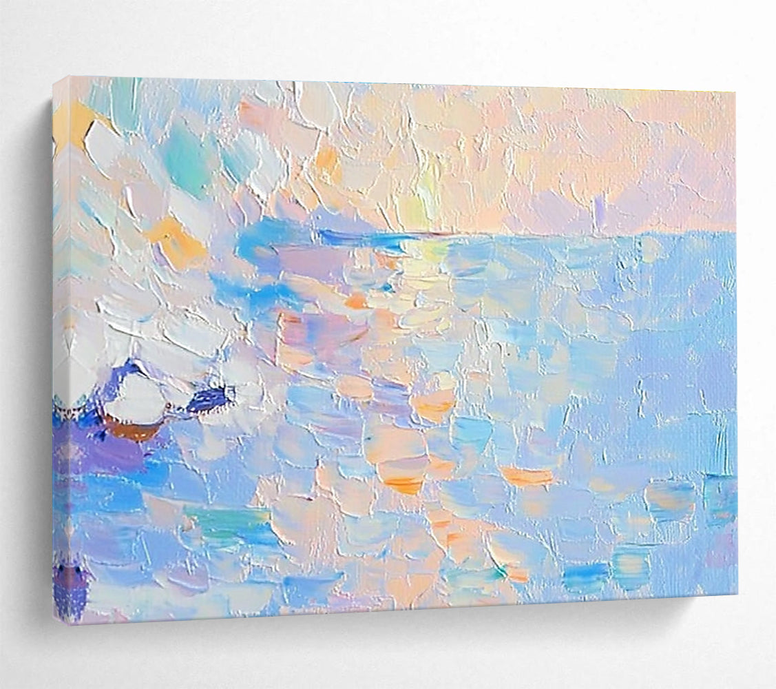 Impressionistic Sea Abstract Painting with Colorful Dabs DYP278