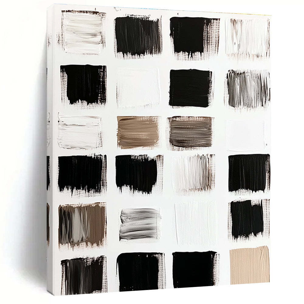 Monochrome Palette Abstract Painting with Black and White Swatches GER111