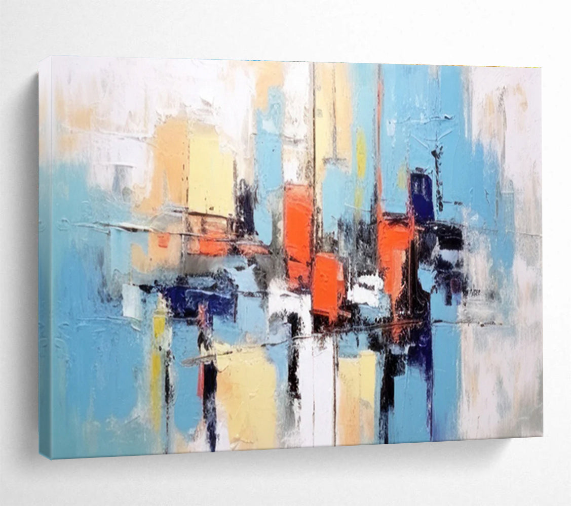 Blue Orange Urban Abstract Painting THY067