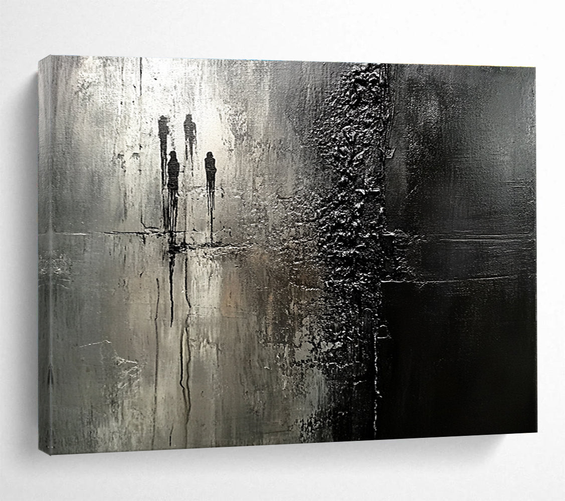 Black White Silhouette - Urban Scene Abstract Painting DYP038