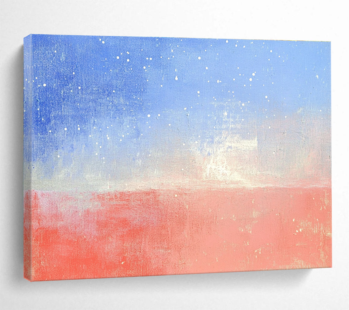 Starry Sea Abstract Painting with Blue and Red Tones DYP524