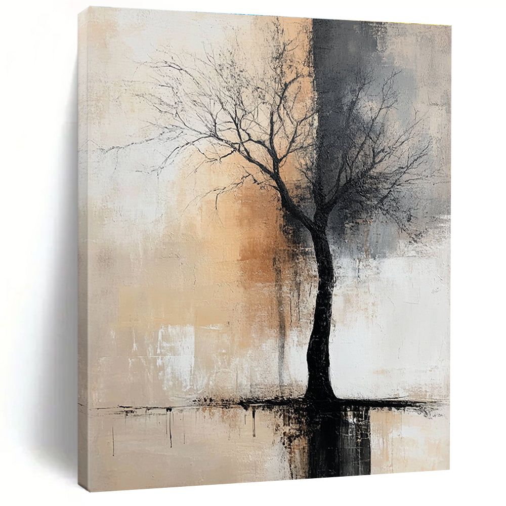 Large abstract painting featuring neutral colors in muted gray and beige tones, perfect for elevating any modern space.STSC492