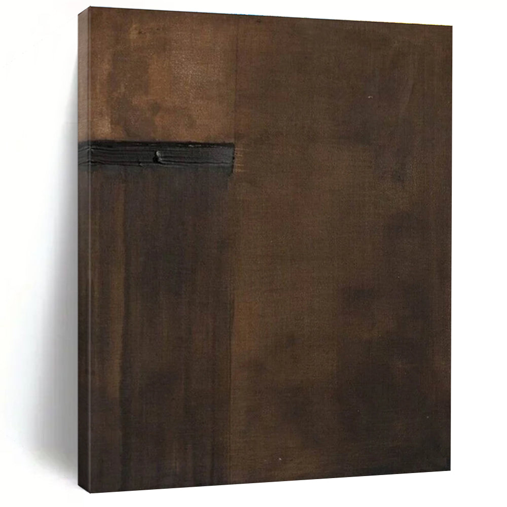 Dark Brown Minimalist Abstract Painting with Simple Forms ADGE512