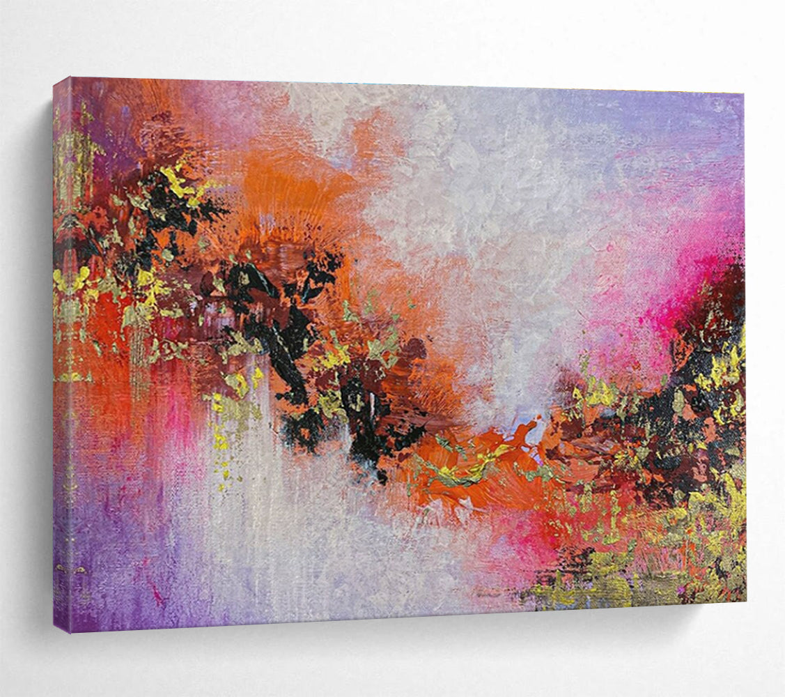 Purple Orange Abstract Painting with Fiery, Sunset - Like Hues THY366