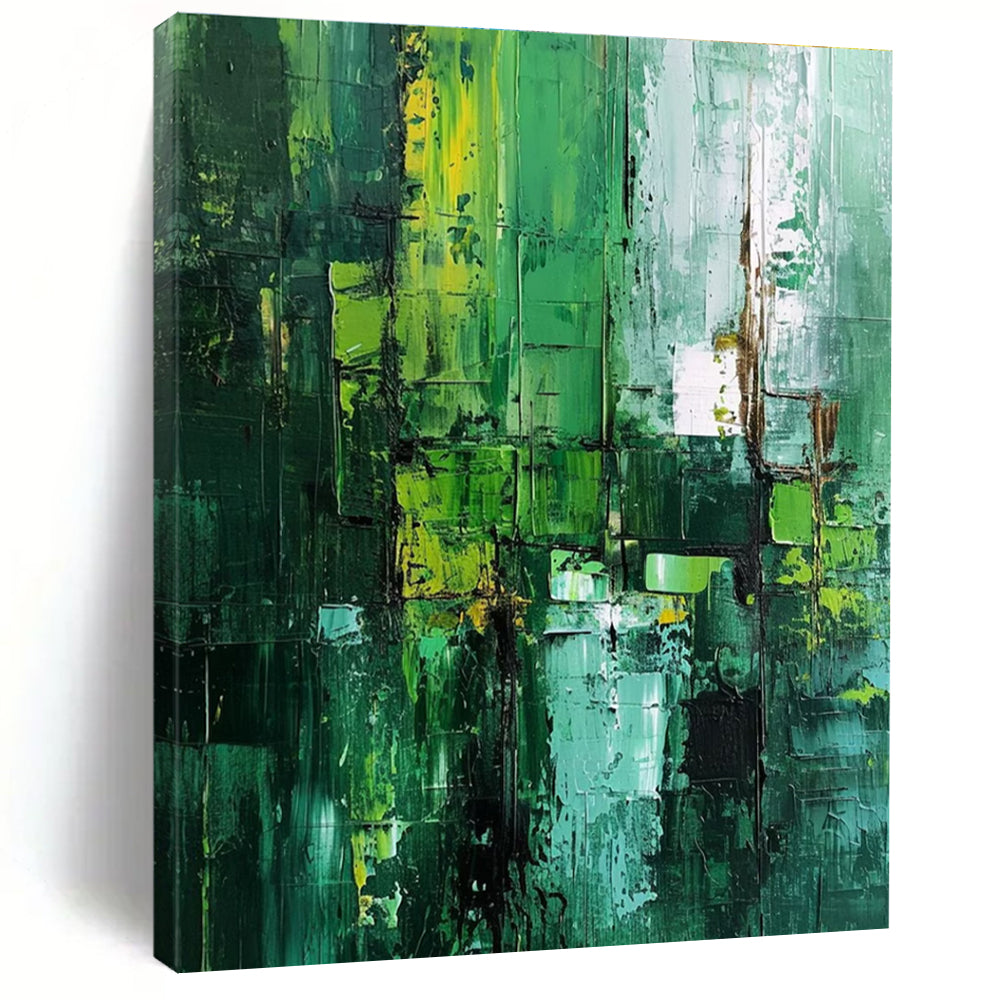 Green Yellow Blue Textured Abstract Painting ADGE012