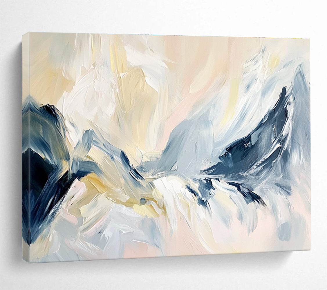 Soft Mountain Abstract Painting with Blue and Beige Tones DYP358