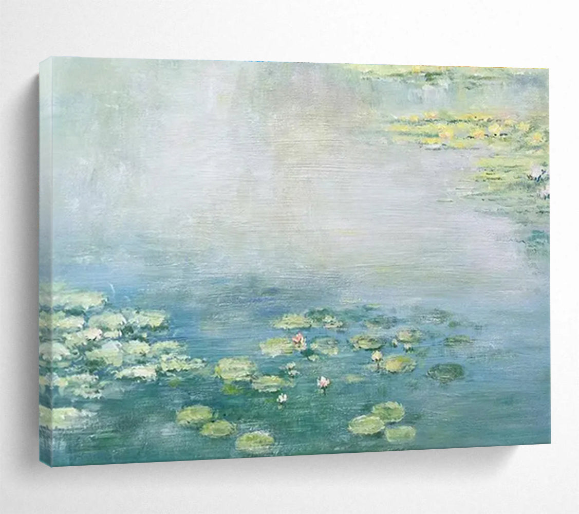 Water Lily Pond Abstract Painting with Soft, Serene Colors THY391