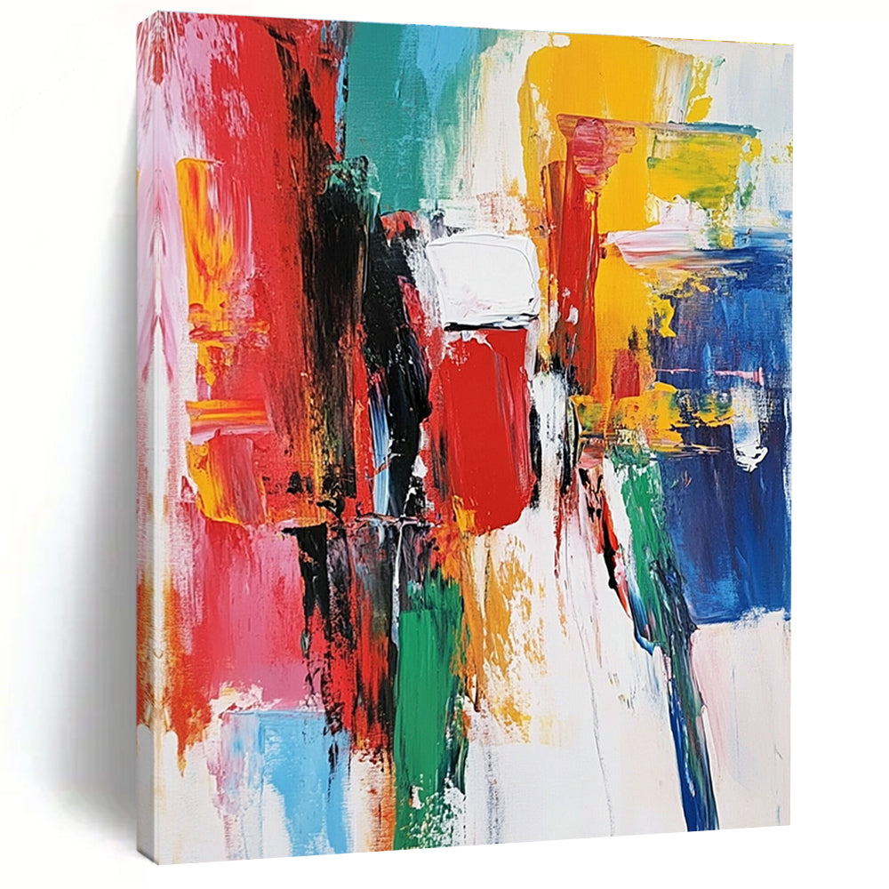 Colorful Block Abstract Painting with Bold Hues GER786