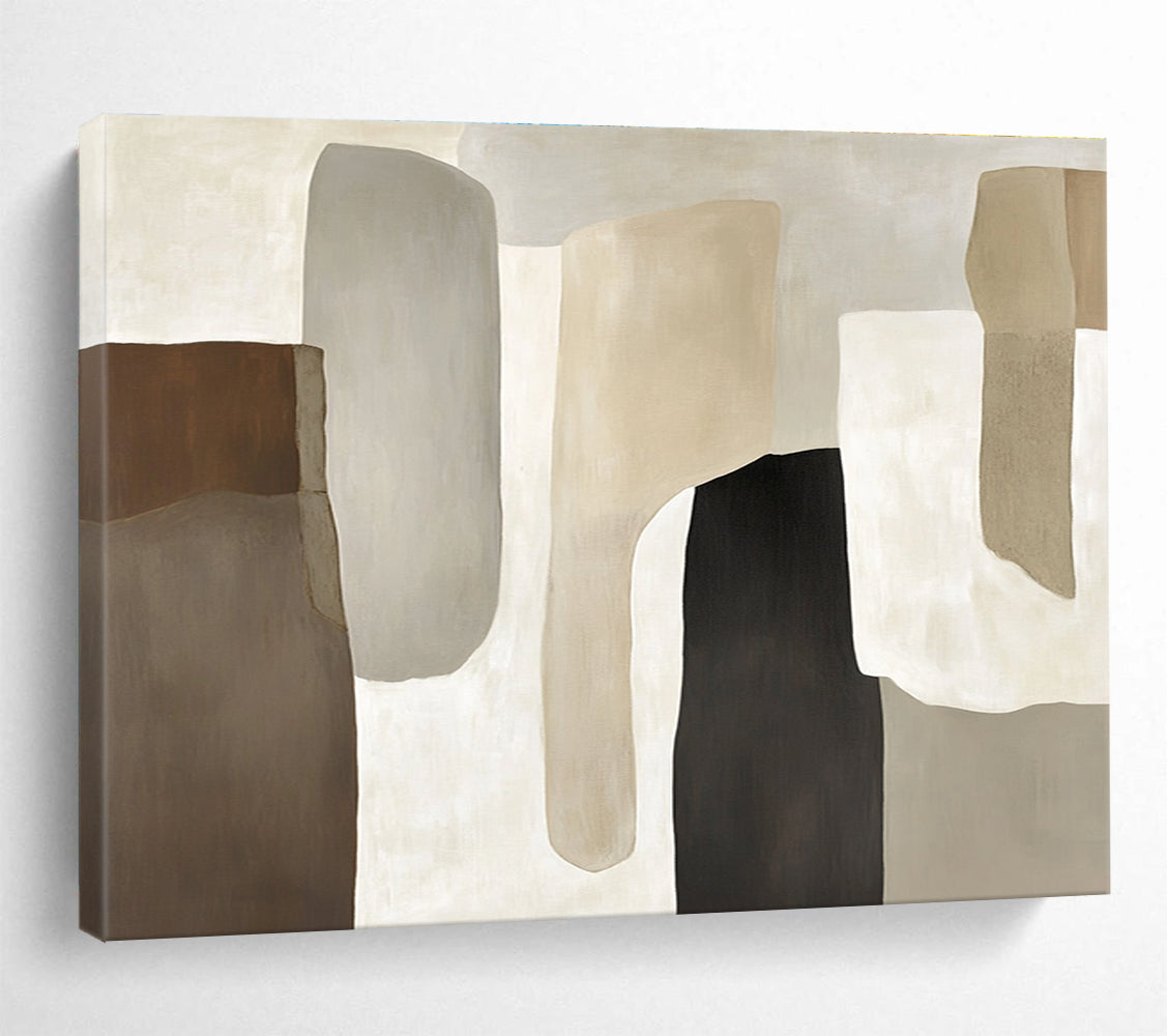 Neutral Geometric Abstract Painting with Earthy Tones DYP439