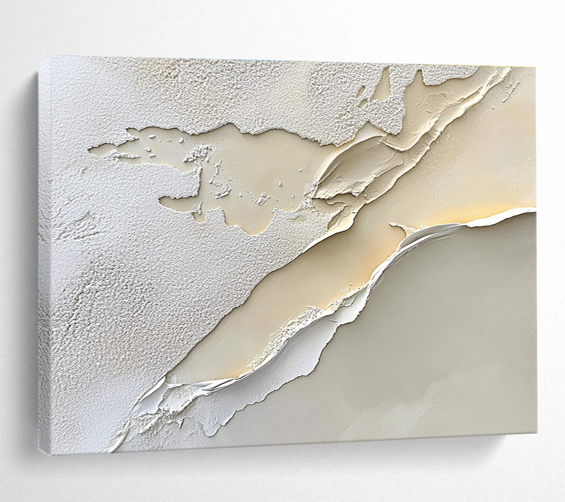 Beige White Textured - Layered Terrain Abstract Painting DYP051