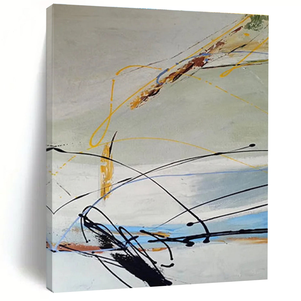 Yellow Blue Black Abstract Painting ADGE035