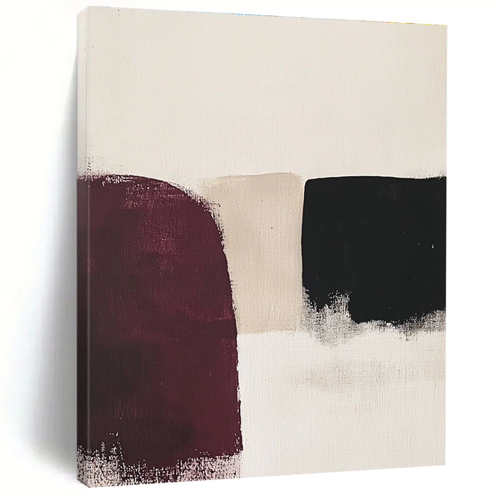 Black and Burgundy Abstract Painting with Subtle Edges GER176