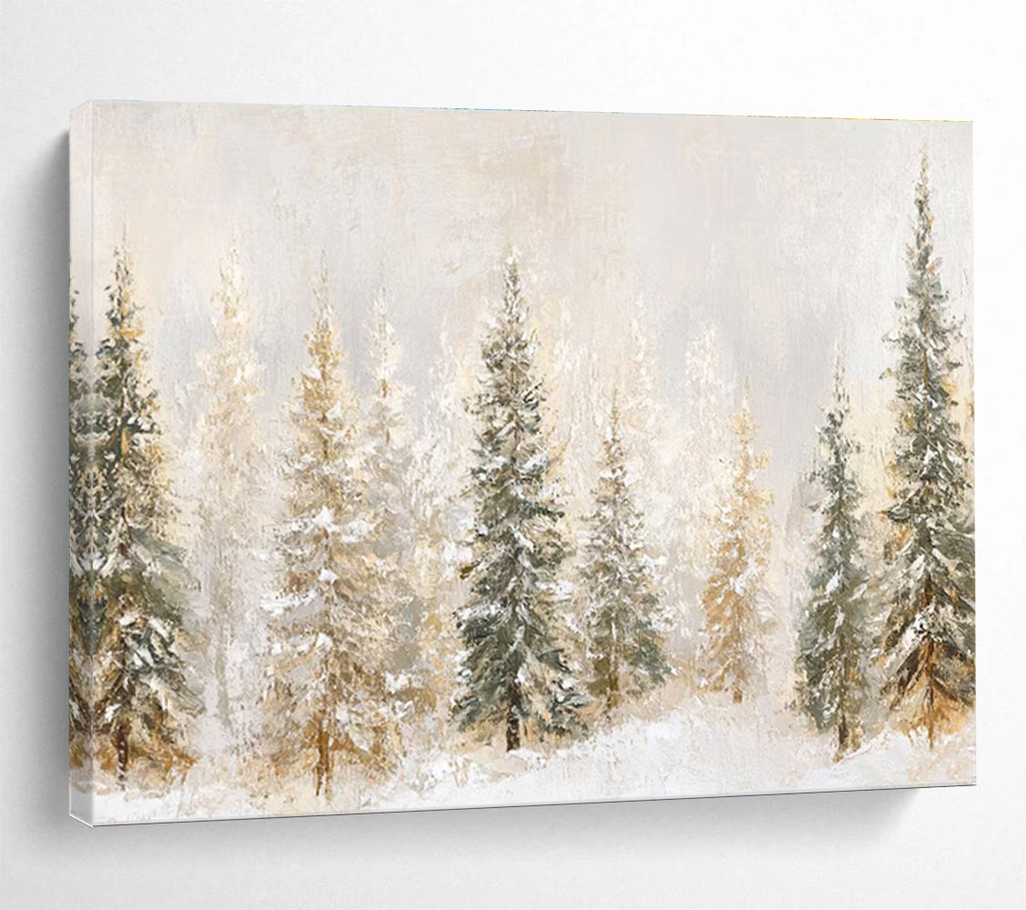Snowy Pine Forest Abstract Painting THY421