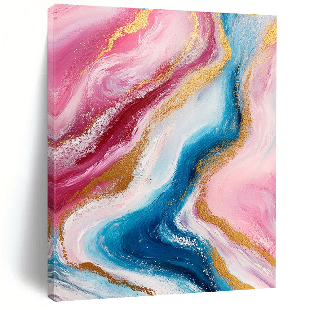 Pink and Gold Marble - Inspired Abstract Painting with Flowing Colors GER259
