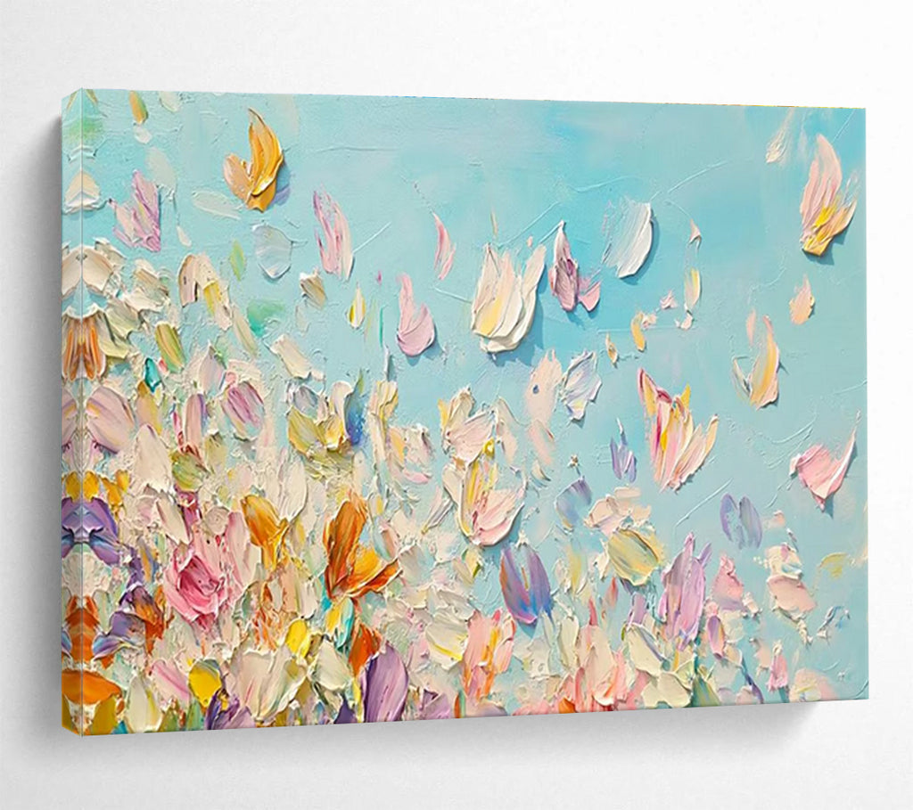 Petal Dance Abstract Painting with Soft, Airy Colors THY410