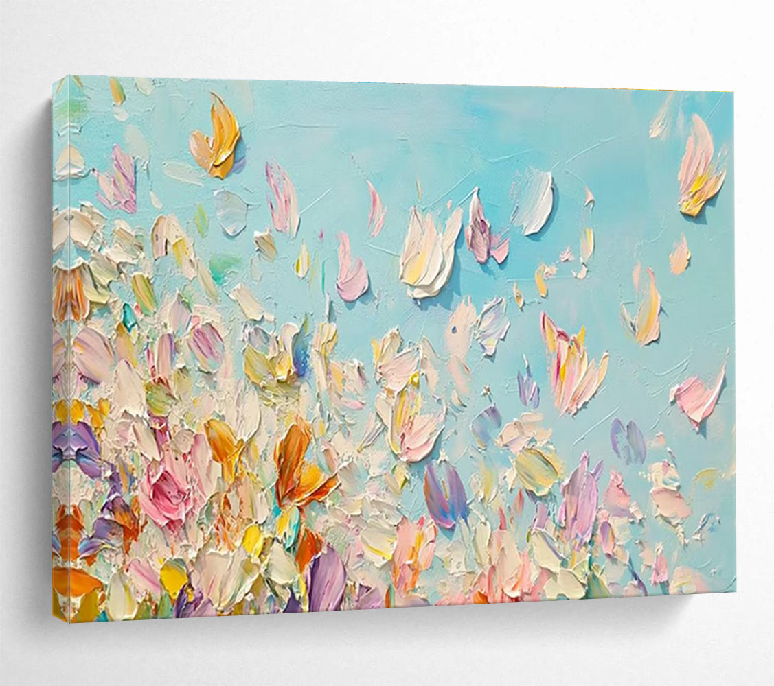 Petal Dance Abstract Painting with Soft, Airy Colors THY410