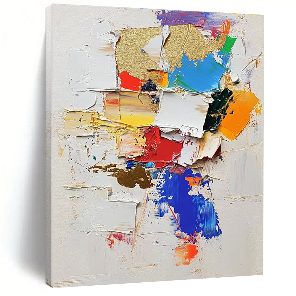 Colorful Patch Abstract Painting with Layered Textures GER476