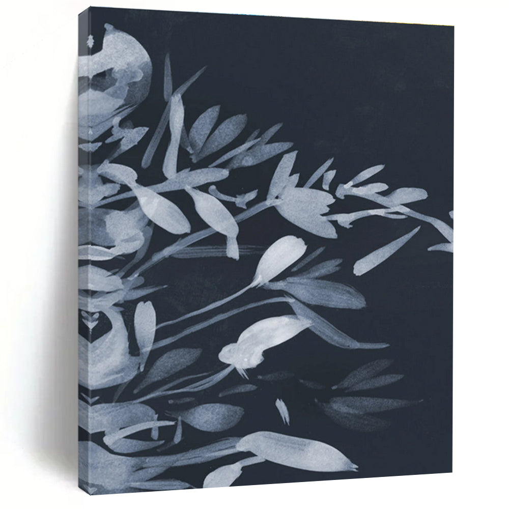 Blue Ink Floral Abstract Painting ADGE239