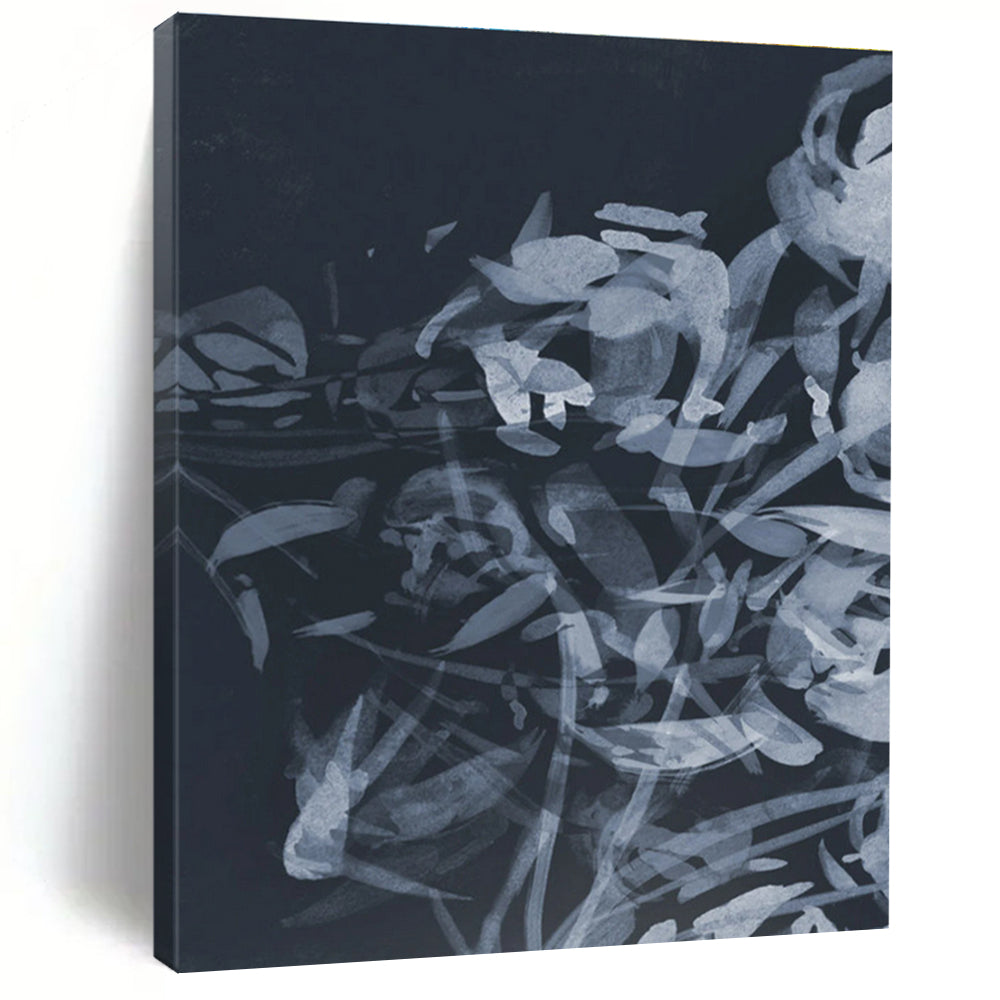Blue Ink Floral Abstract Painting ADGE240