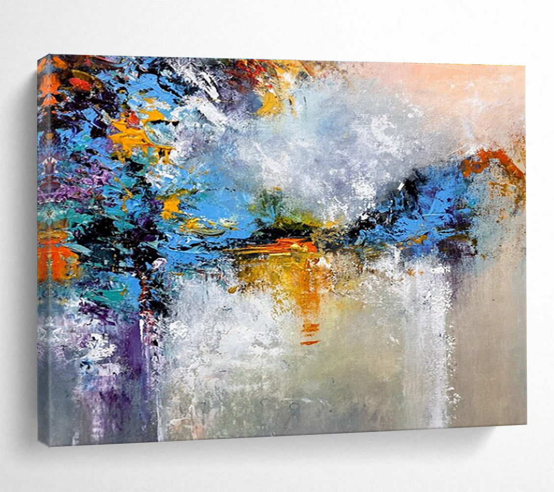Colorful Reflection Abstract Painting with Vibrant - Mirror - Like Effects THY376