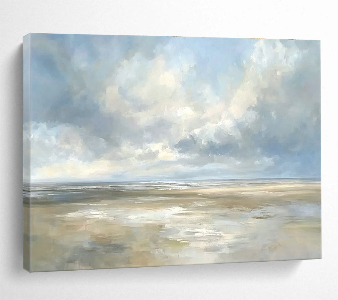 Blue and White Seaside Sky Abstract Painting DYP135