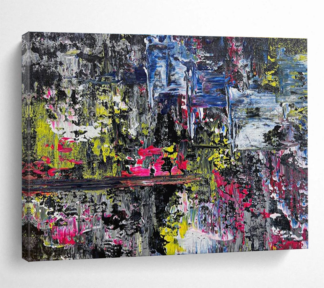 Dark Colorful Abstract Painting with Neon - Like Pops THY338