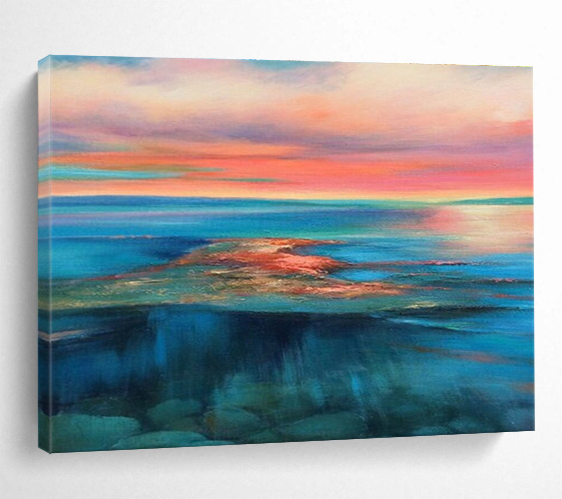 Colorful Sky Sea Sunset Abstract Painting THY023