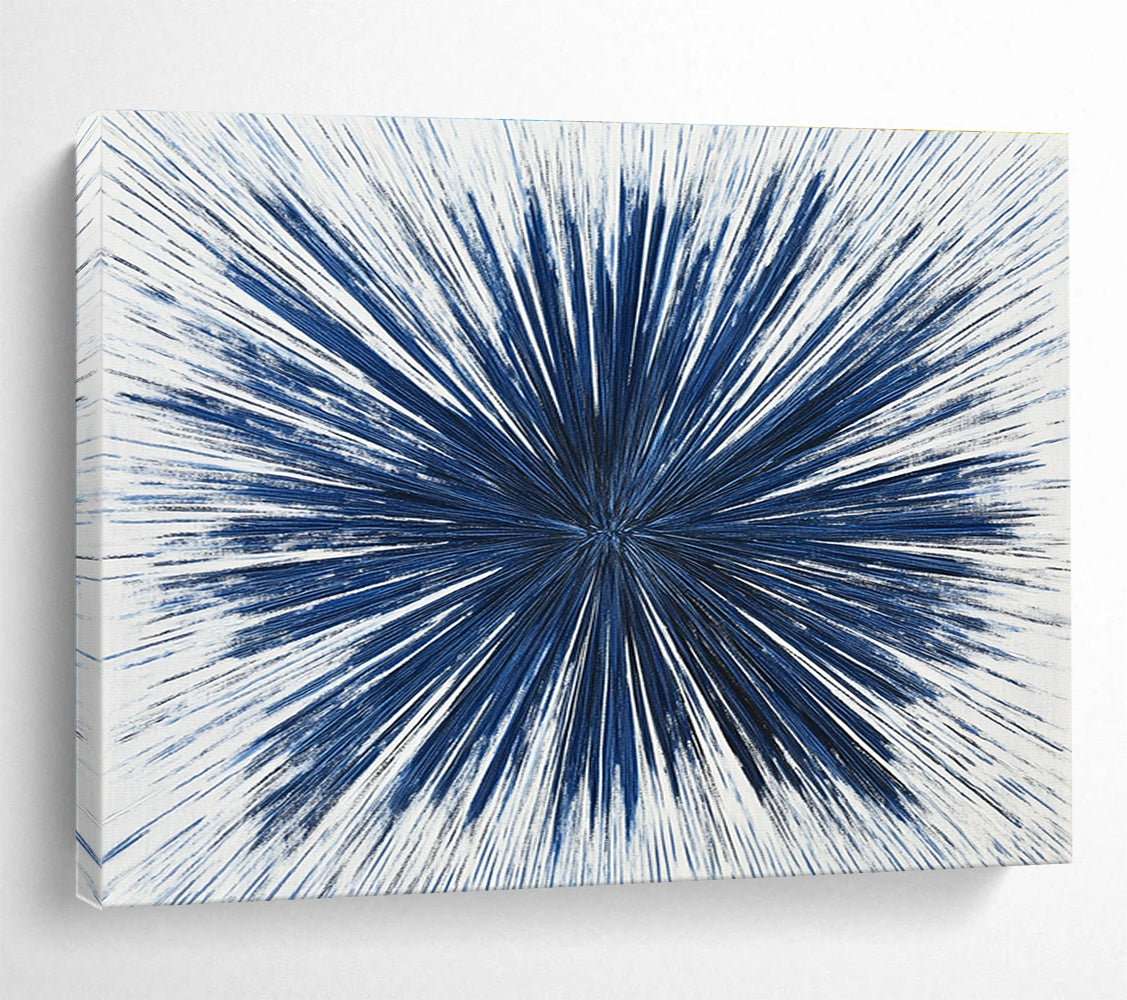Blue White Radial - Burst Abstract Painting DYP022