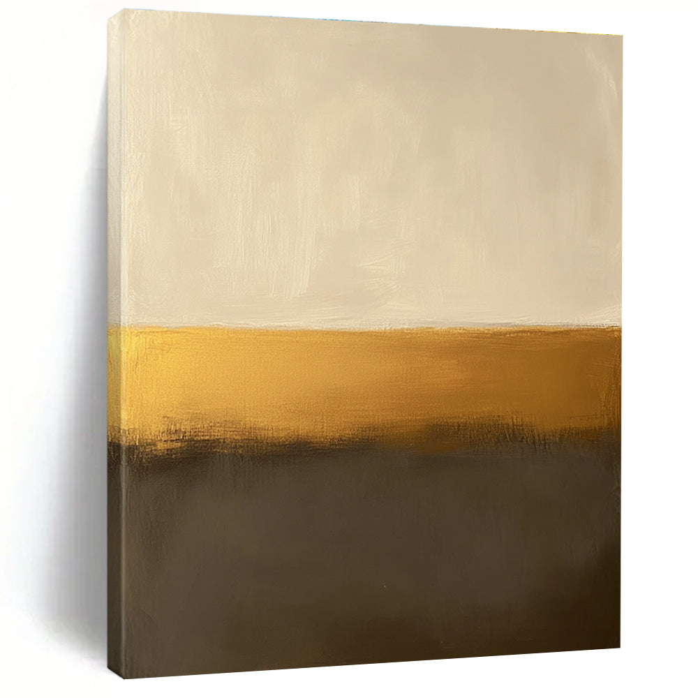 Large abstract painting in beige and gold, inspired by Mark Rothko's minimalist style, perfect for modern decor.STSC112