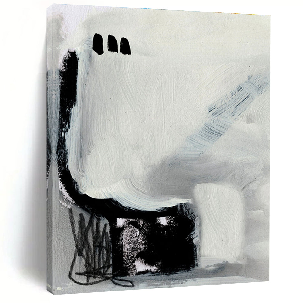 Small - scale Minimalist Abstract with Gray and Black Elements Painting ADGE205