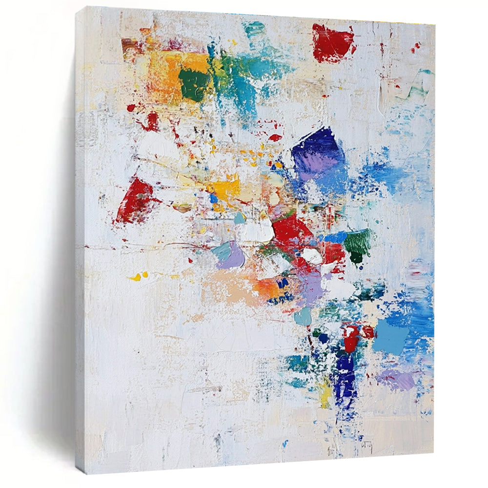 Colorful Patchwork Abstract Painting with Eclectic Shapes GER752