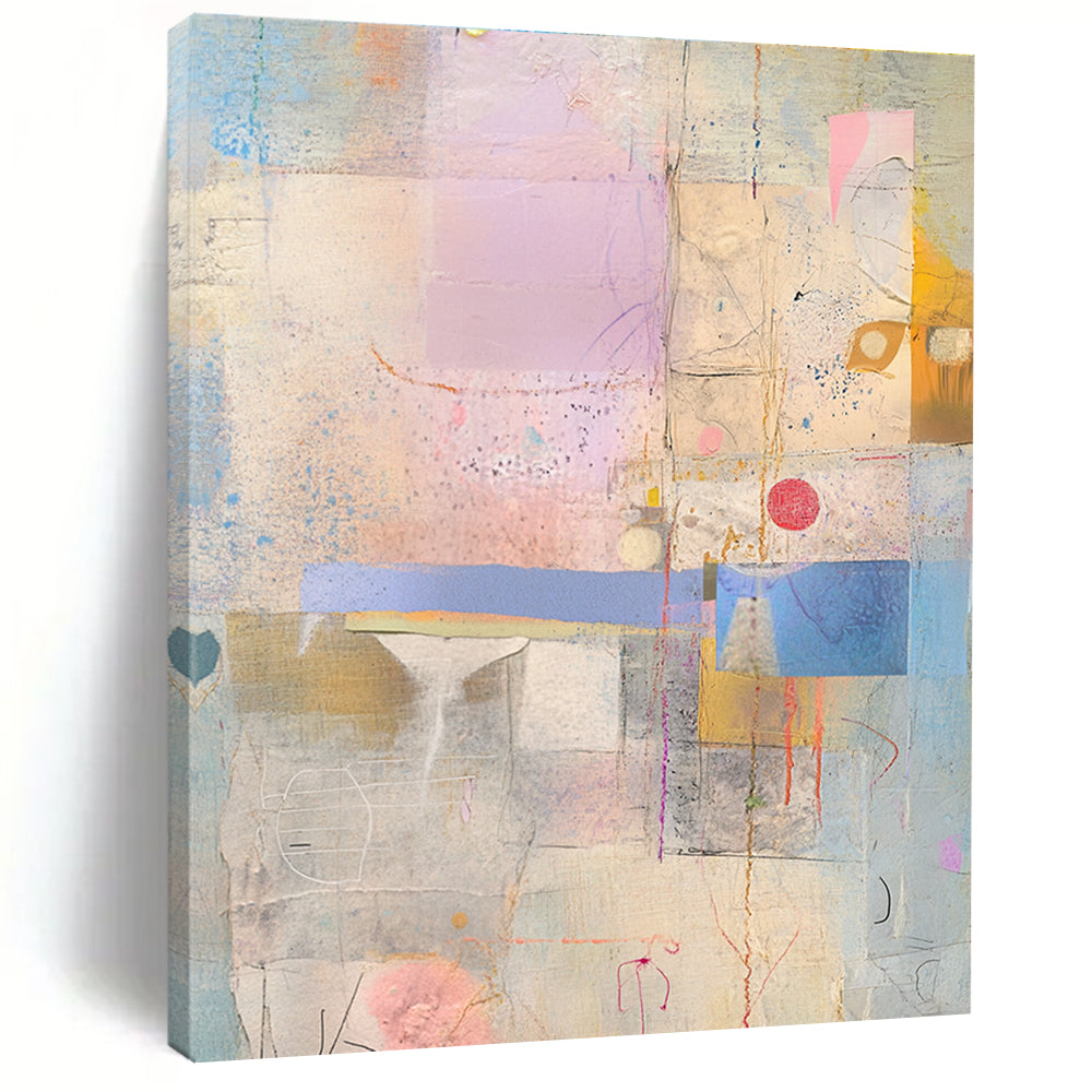Purple Pink and Blue Abstract Collage Painting GER195