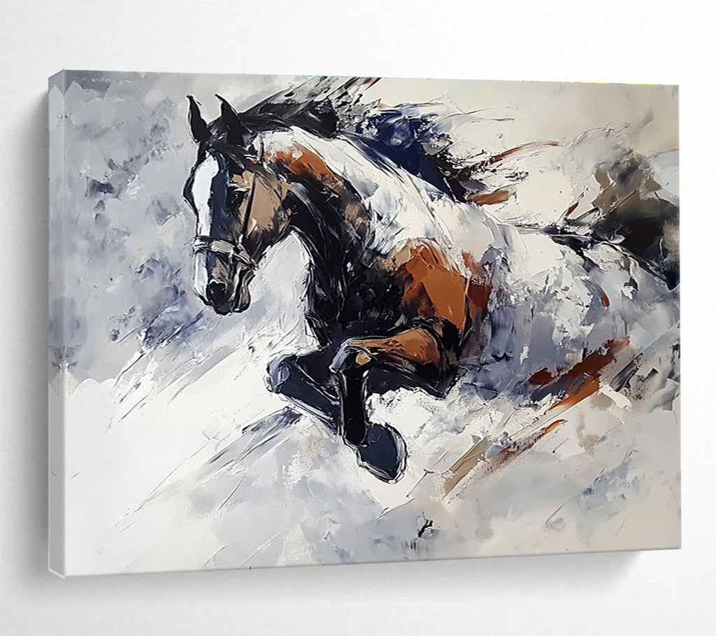 Galloping Horse Abstract Painting with Dynamic Brushstrokes DYP595