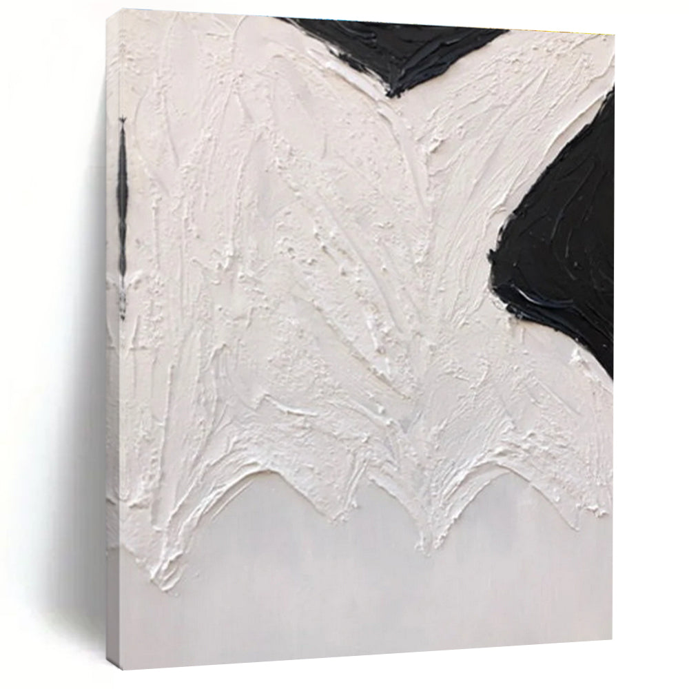Black and White Textured Abstract Painting with Organic Shapes ADGE405