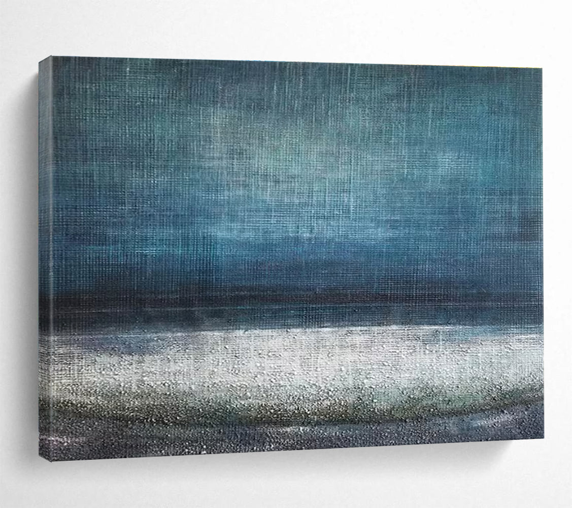 Textured Sea Abstract Painting with Deep Blue and White Tones THY154