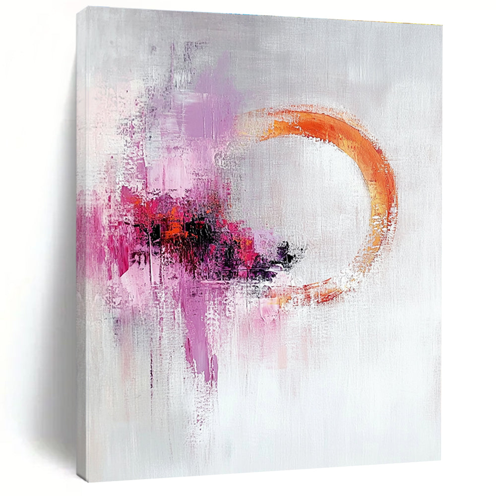 Purple Orange Abstract Painting with Circular Motifs GER705