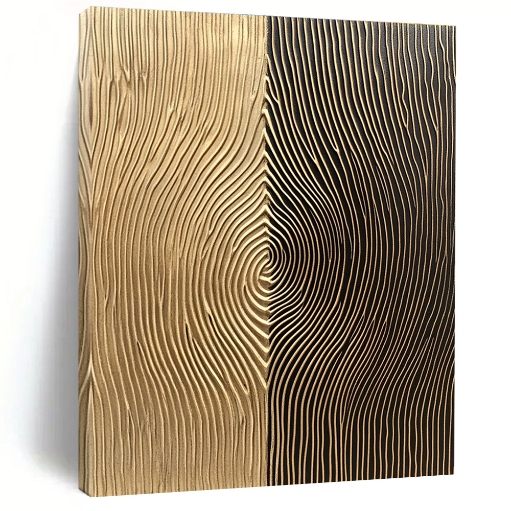 Abstract wall art features light brown and dark bronze sections with vertical lines and delicate curves for a visually engaging experience.STSC1214