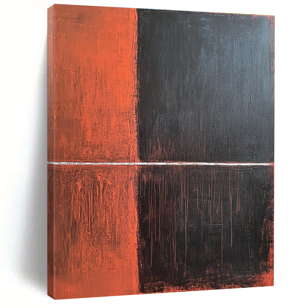 Red Black and White Abstract Painting with Bold Color Blocks GER035