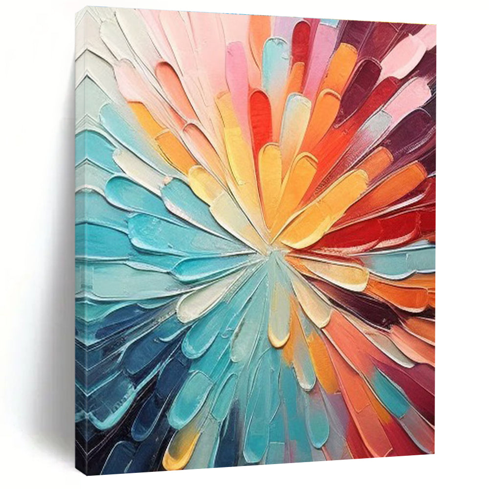 Colorful Petal Abstract Painting with Radial Pattern ADGE288