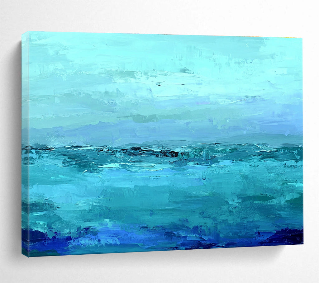 Blue Ocean Abstract Painting with Layered Blue Hues DYP360