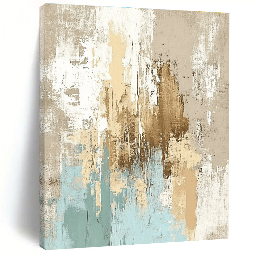 Neutral Tone Abstract with Brown Blue and White GER335
