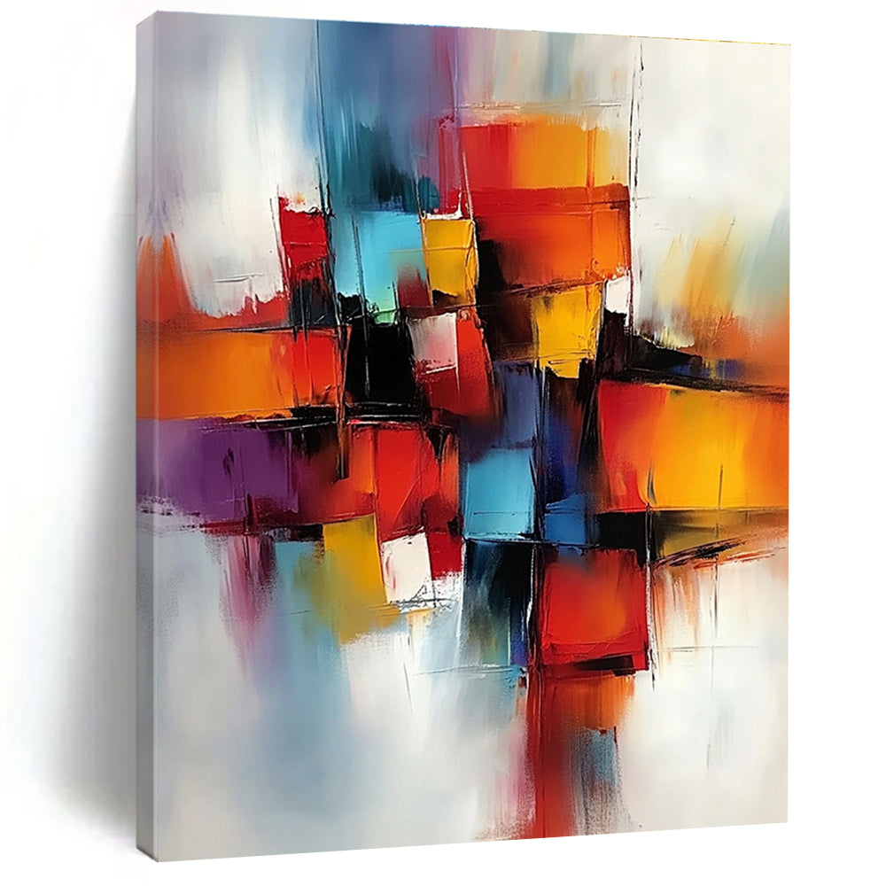 Colorful Block Abstract Painting with Vibrant Hues GER670