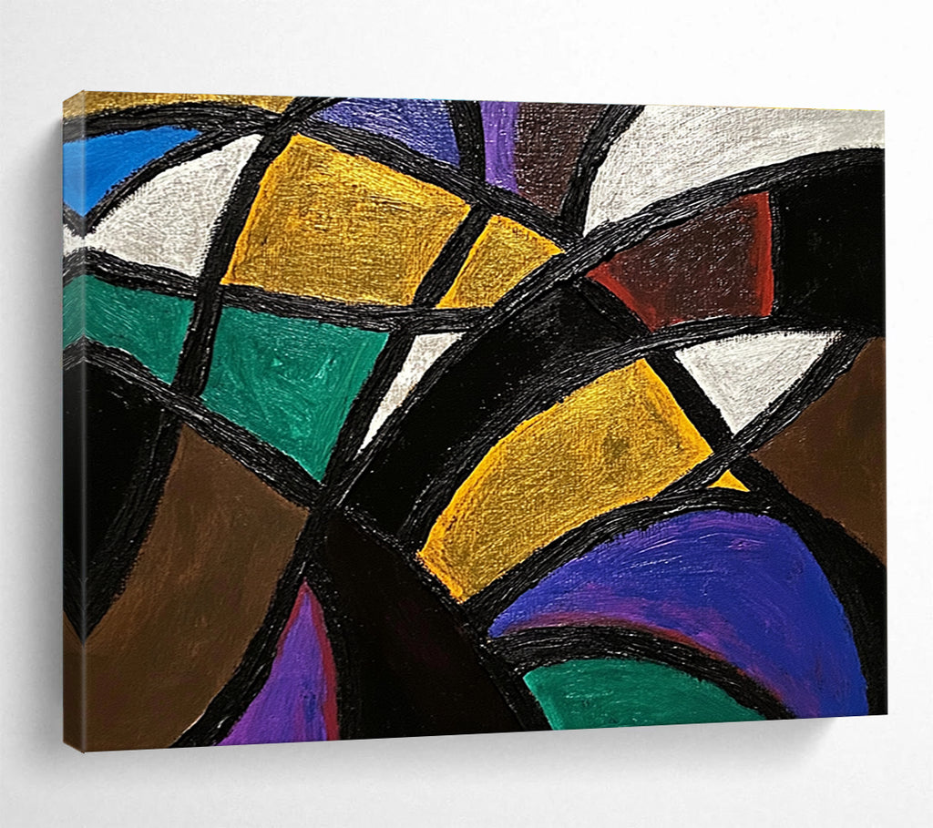Colorful Geometric - Interlocking Shapes Abstract Painting DYP032