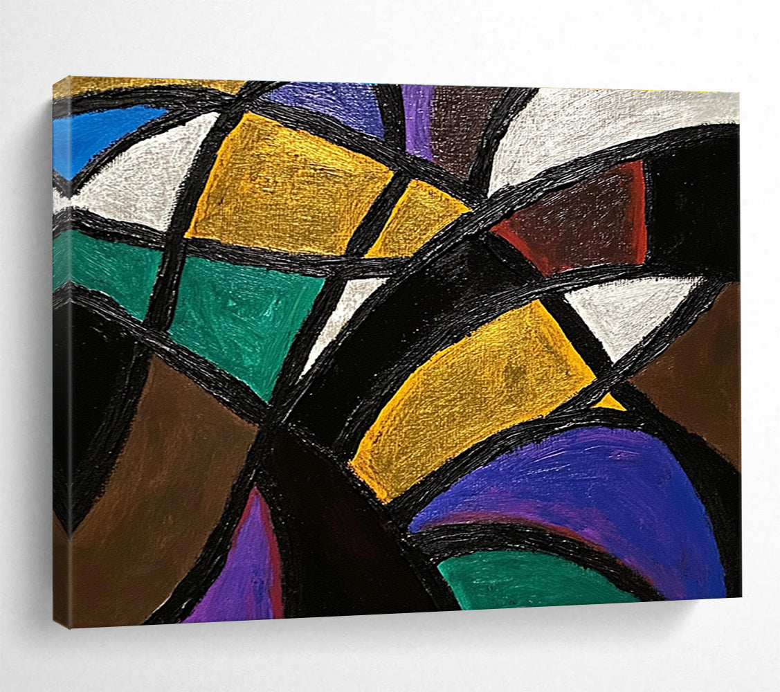 Colorful Geometric - Interlocking Shapes Abstract Painting DYP032