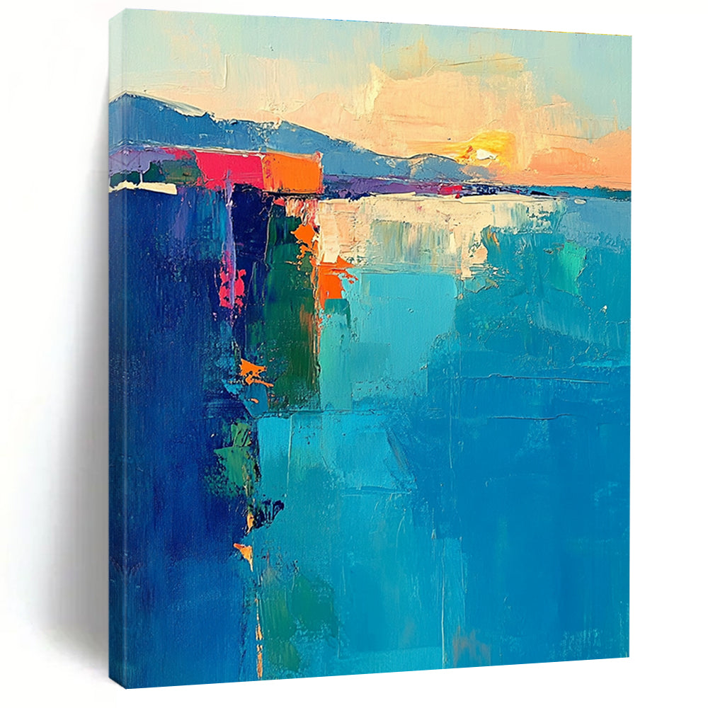 Colorful Coastal Scene Abstract Painting with Vibrant Hues GER400