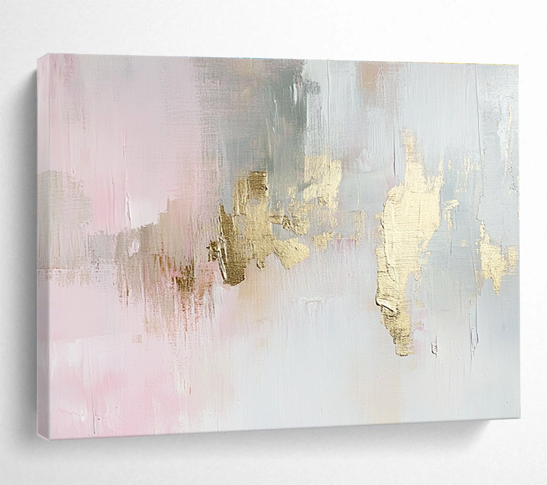 Abstract with Gold Accents on Pink and Gray DYP544