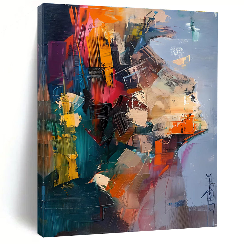 Colorful Portrait Abstract Painting with Mixed Hues ADGE285