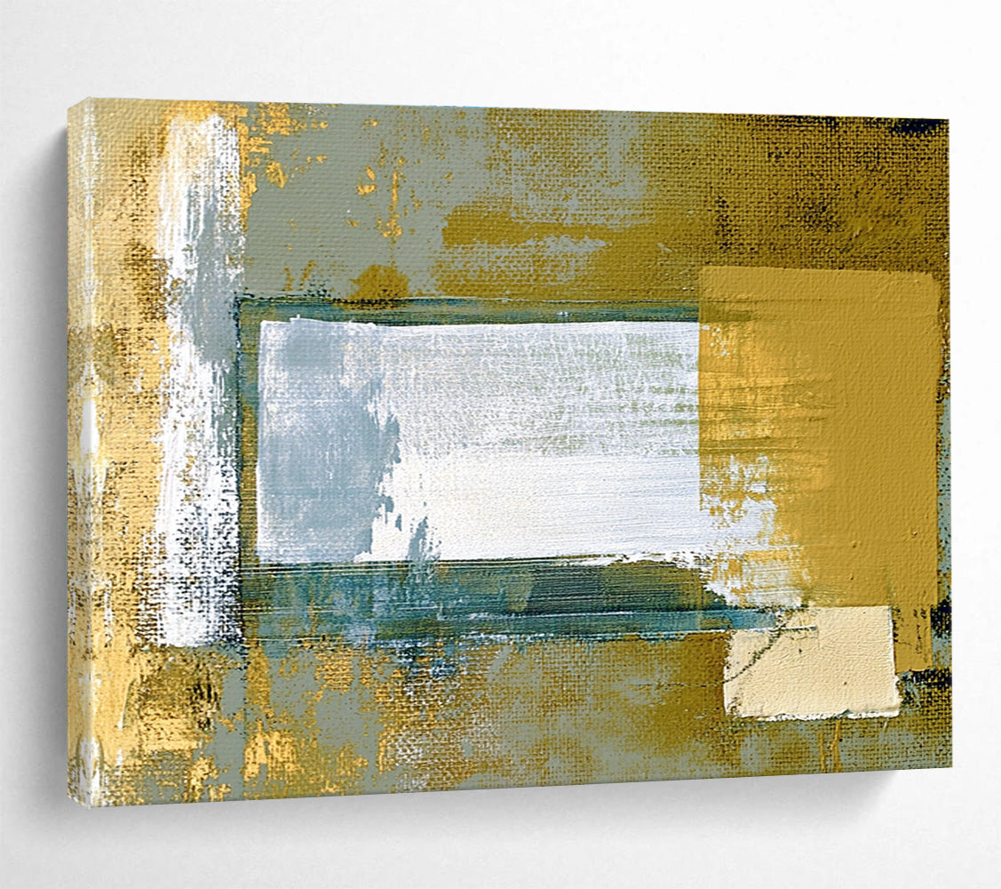 Gold Gray Abstract - Geometric Textured Abstract Painting DYP017