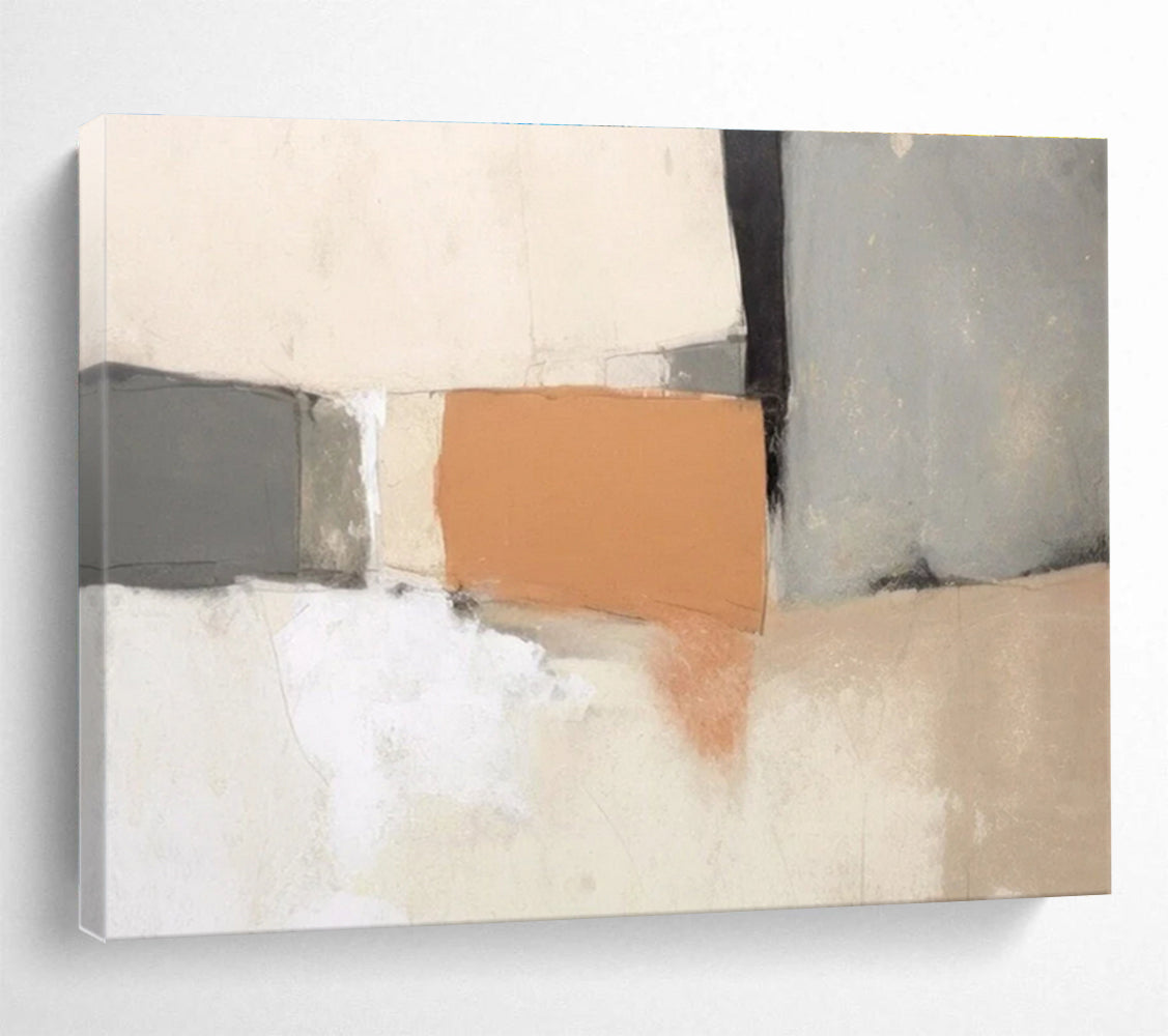 Beige Grey Orange Abstract Painting THY075