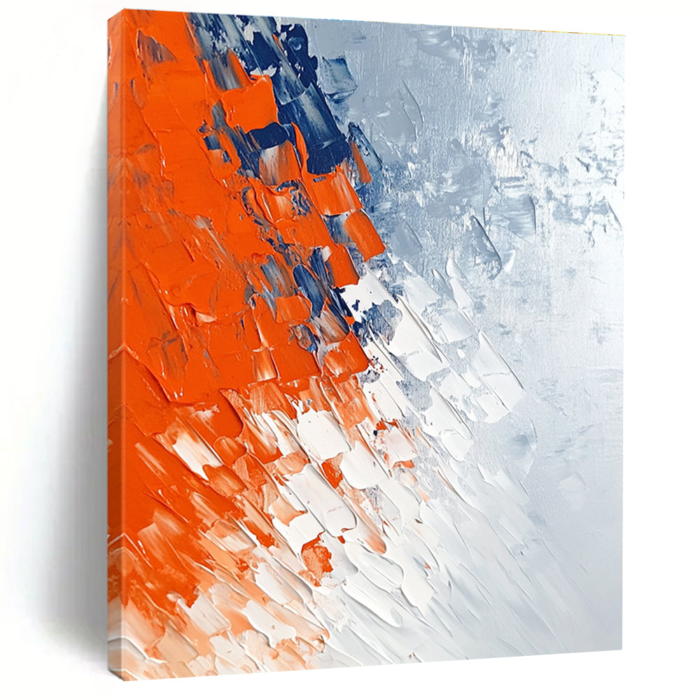 Orange Blue White Abstract Painting with Textured Layers GER495
